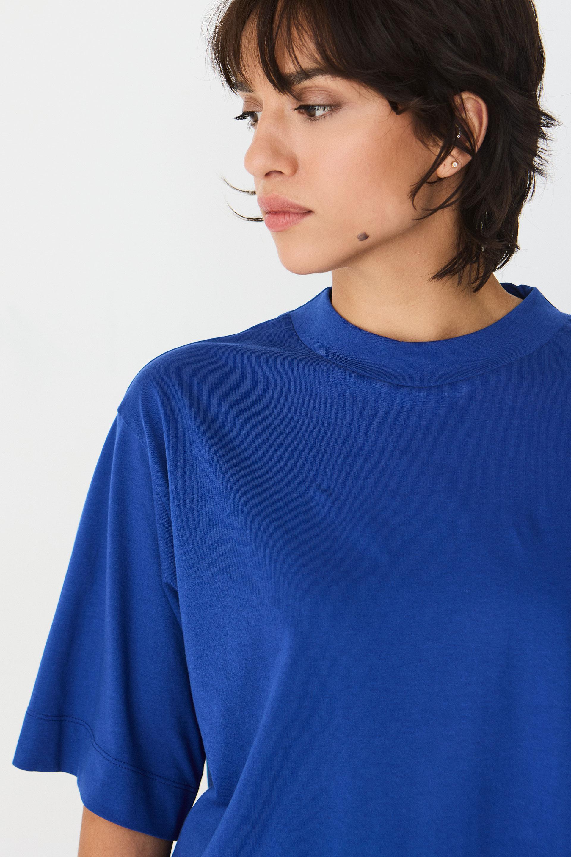 SKFK Zuntz-11-GOTs Shirt Blue Damen Loose Fit T-Shirt blau